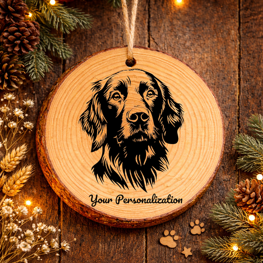 German Longhaired Pointer Dog Ornament – Rustic Wooden Keepsake