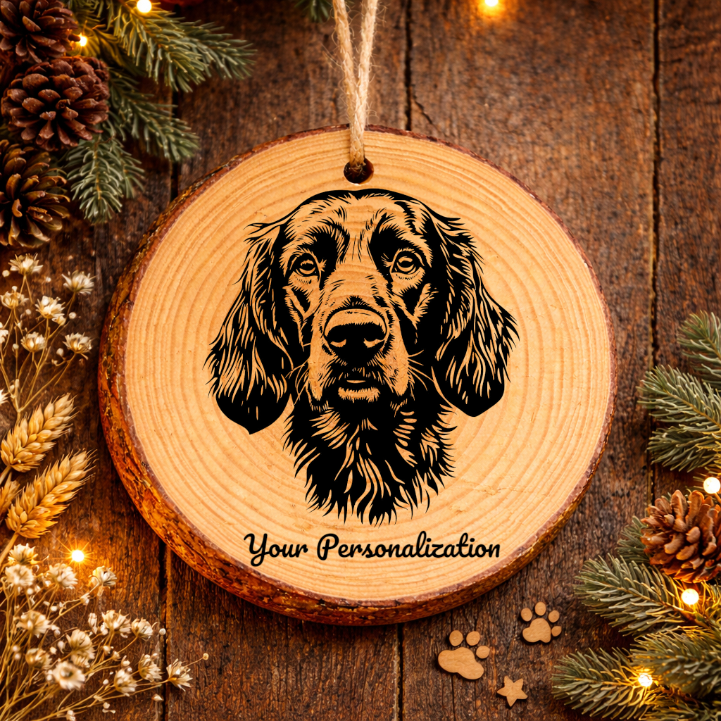 German Longhaired Pointer Dog Ornament – Rustic Wooden Keepsake