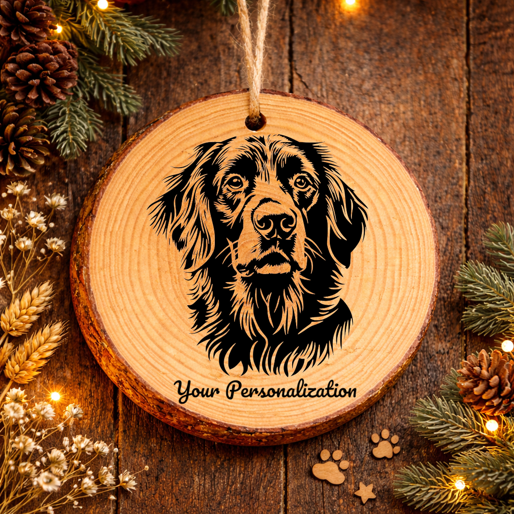 German Longhaired Pointer Dog Ornament – Rustic Wooden Keepsake
