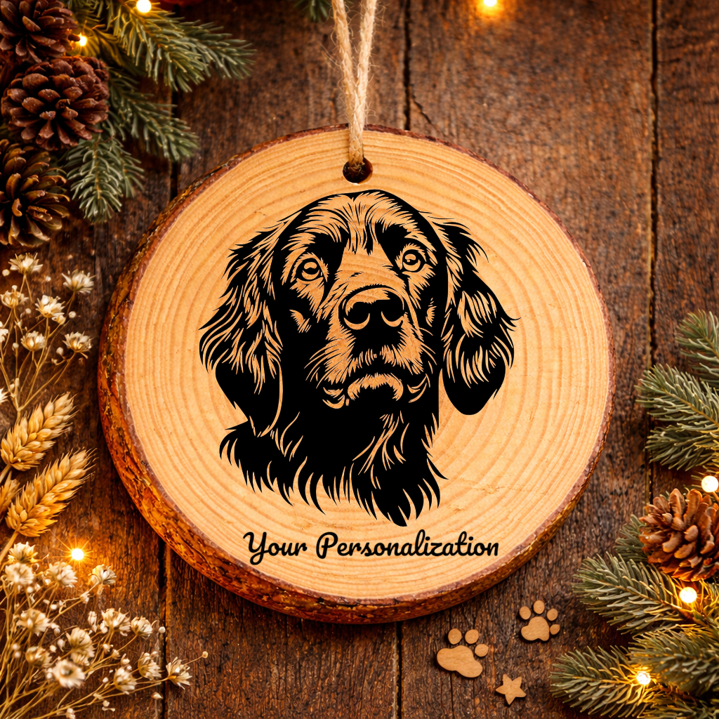 German Longhaired Pointer Dog Ornament – Rustic Wooden Keepsake
