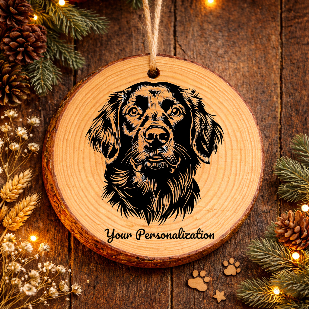 German Longhaired Pointer Dog Ornament – Rustic Wooden Keepsake