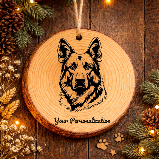 German Shepherd Dog Dog Ornament – Rustic Wooden Keepsake
