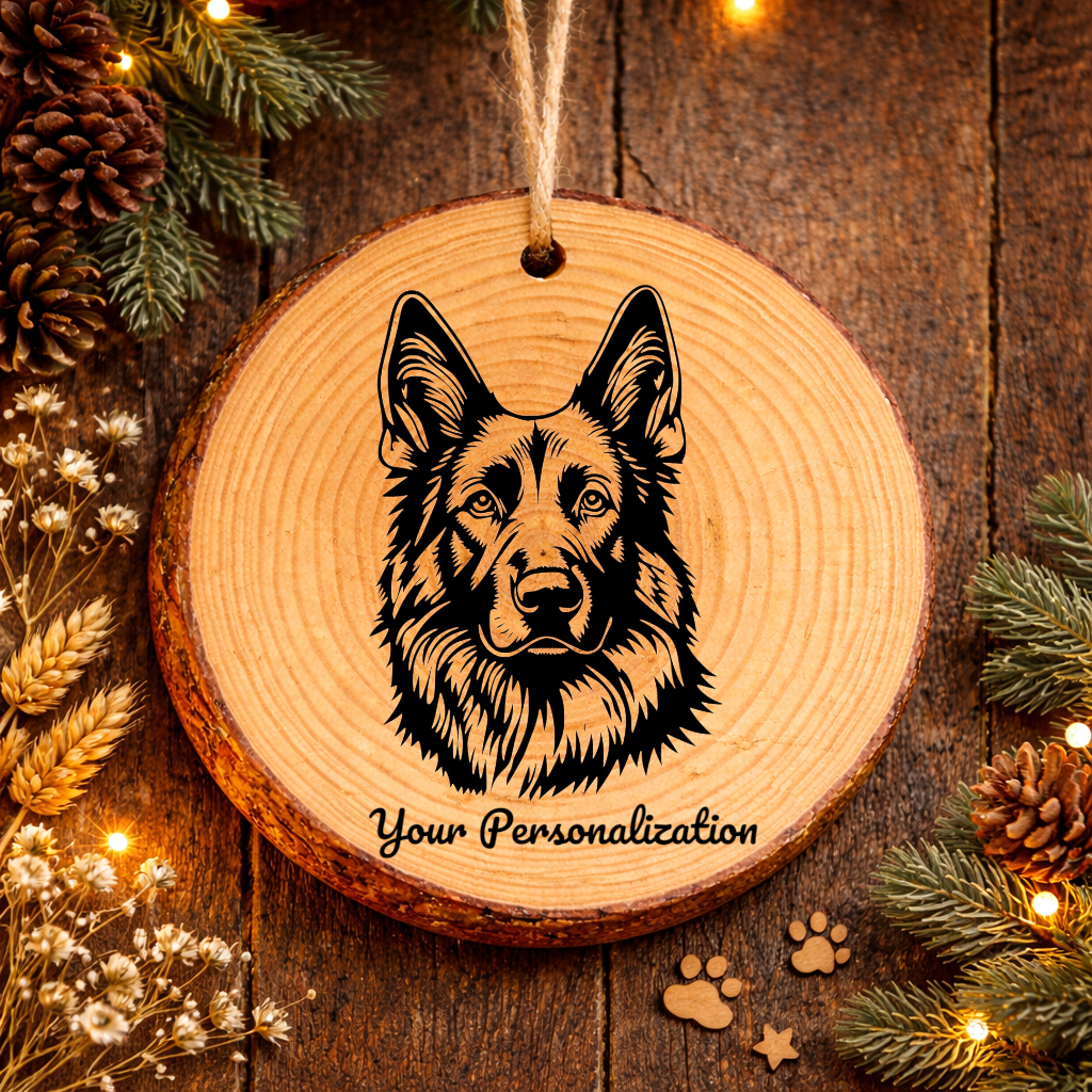 German Shepherd Dog Dog Ornament – Rustic Wooden Keepsake