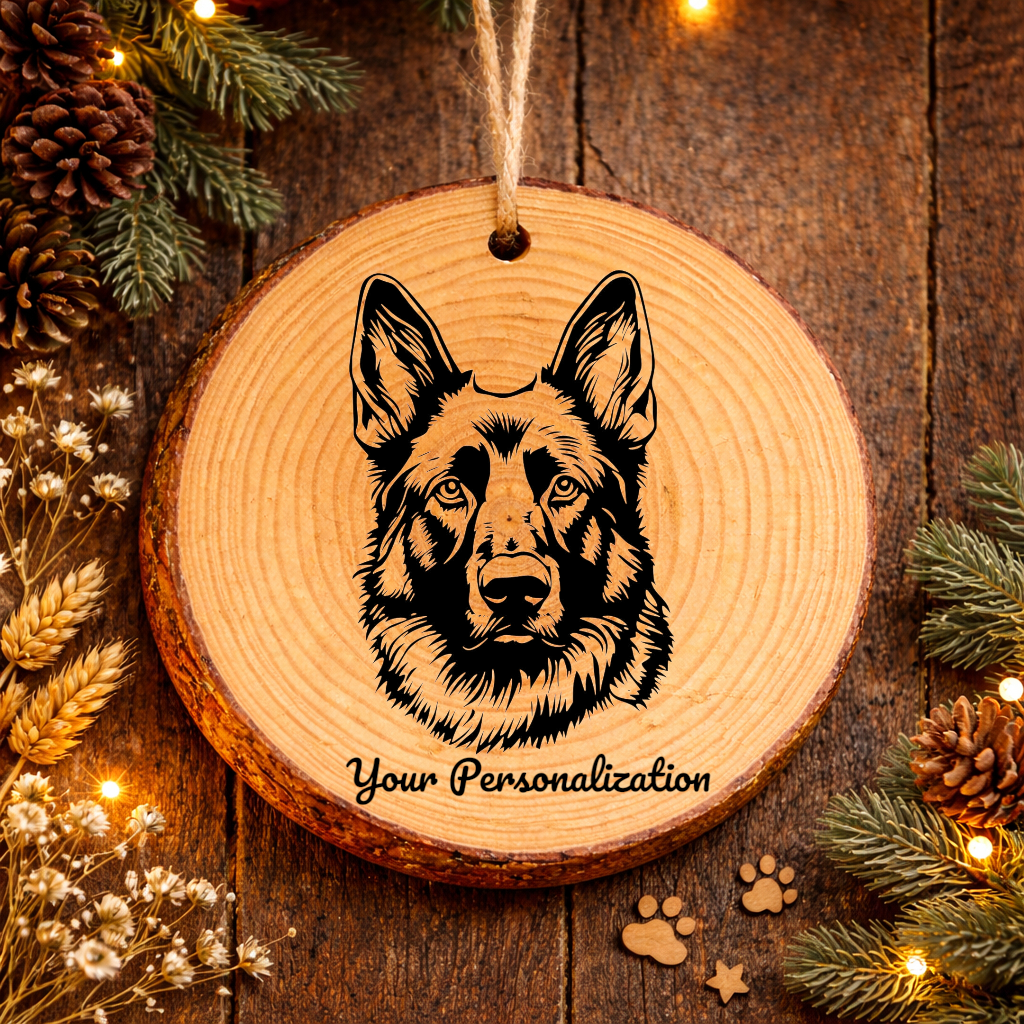 German Shepherd Dog Dog Ornament – Rustic Wooden Keepsake