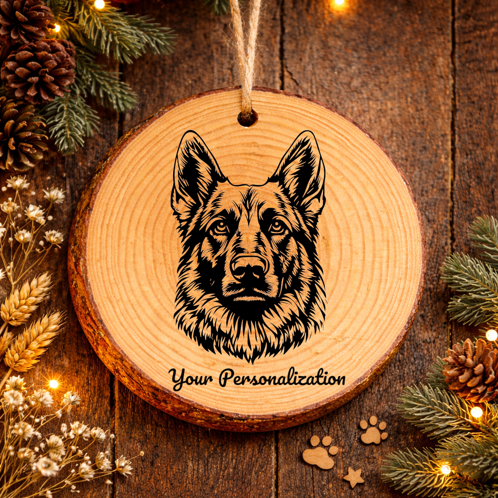 German Shepherd Dog Dog Ornament – Rustic Wooden Keepsake