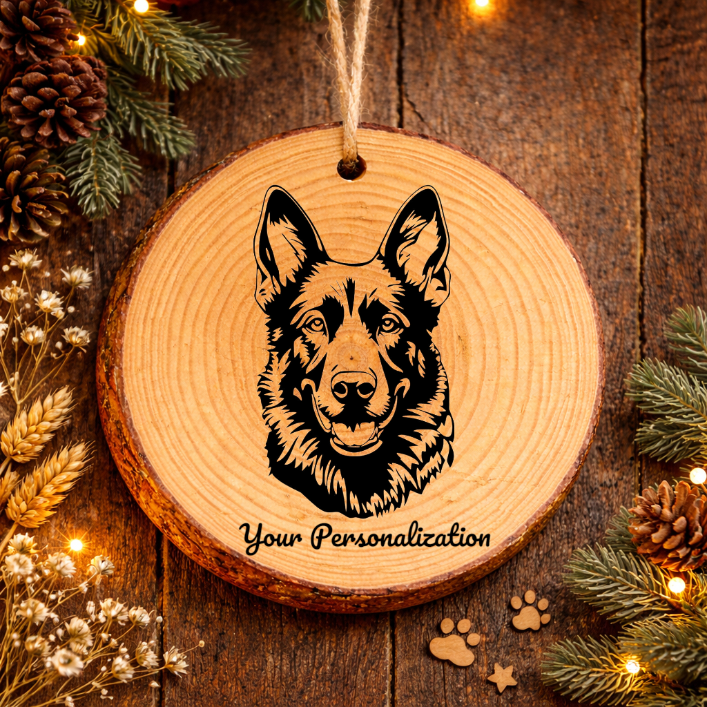 German Shepherd Dog Dog Ornament – Rustic Wooden Keepsake