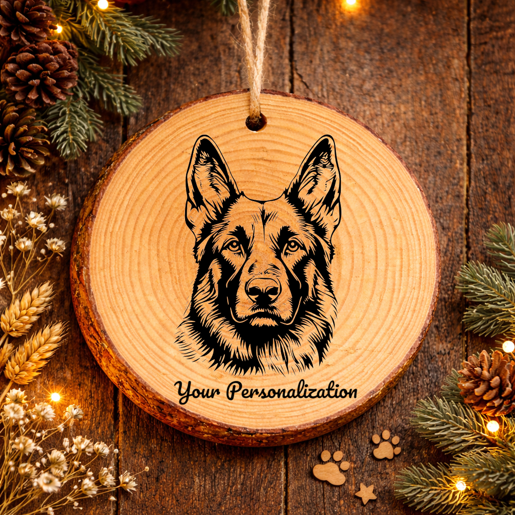 German Shepherd Dog Dog Ornament – Rustic Wooden Keepsake