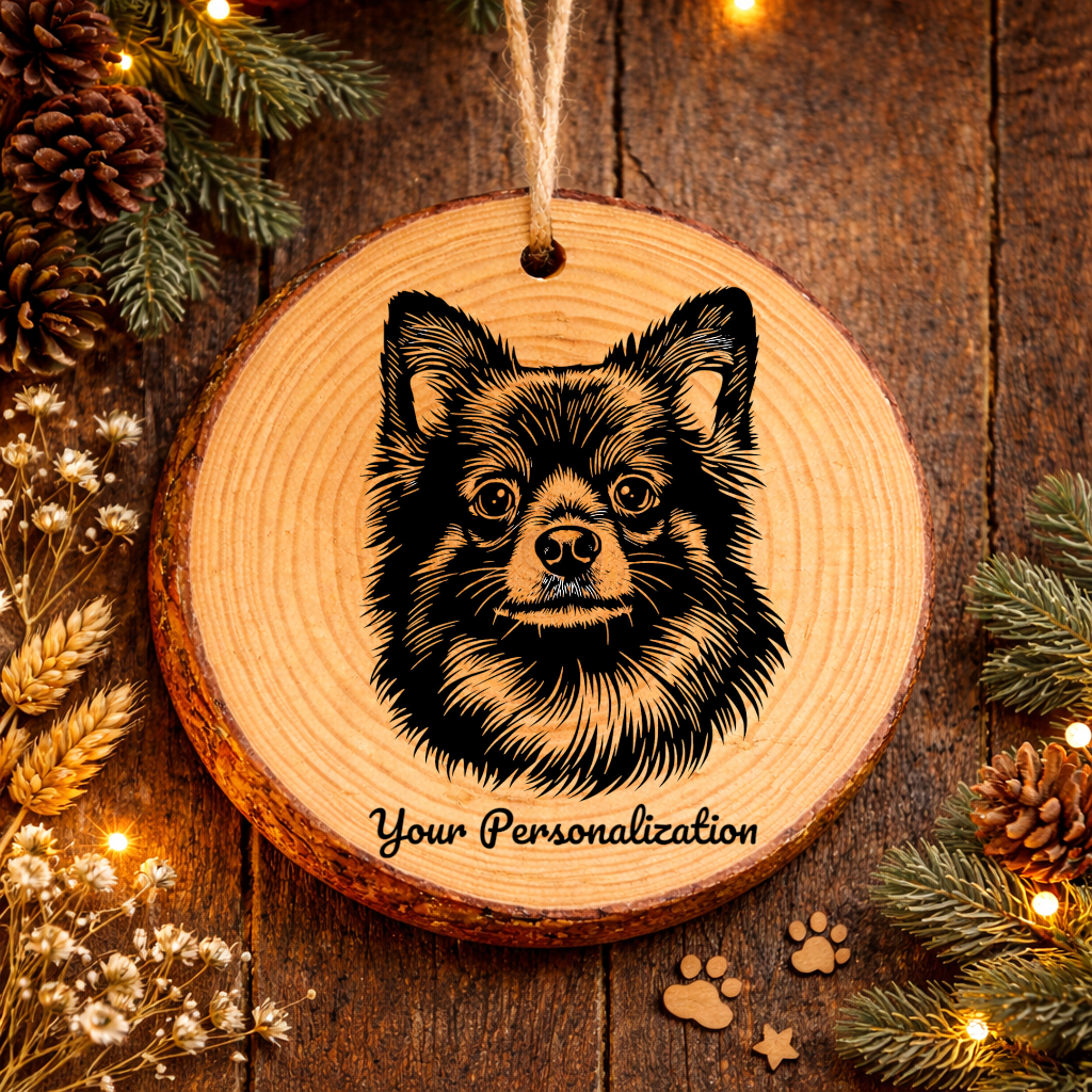 German Spitz Dog Ornament – Rustic Wooden Keepsake