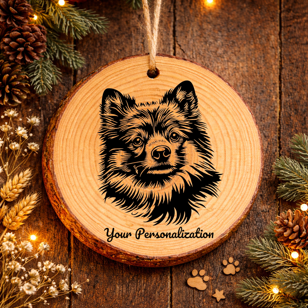 German Spitz Dog Ornament – Rustic Wooden Keepsake