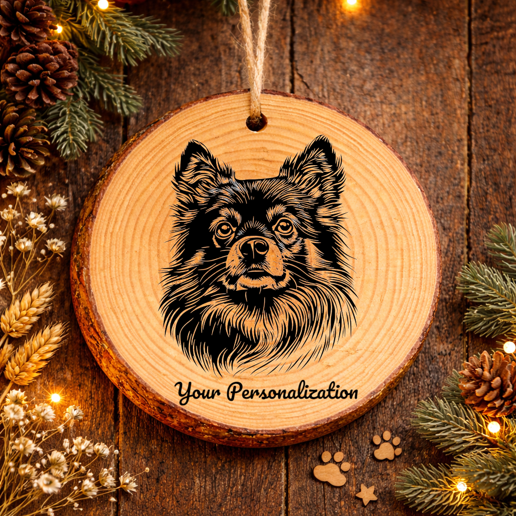 German Spitz Dog Ornament – Rustic Wooden Keepsake