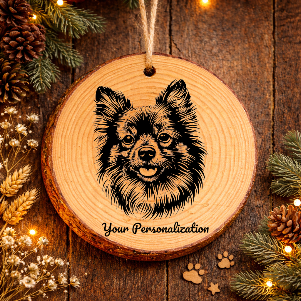 German Spitz Dog Ornament – Rustic Wooden Keepsake