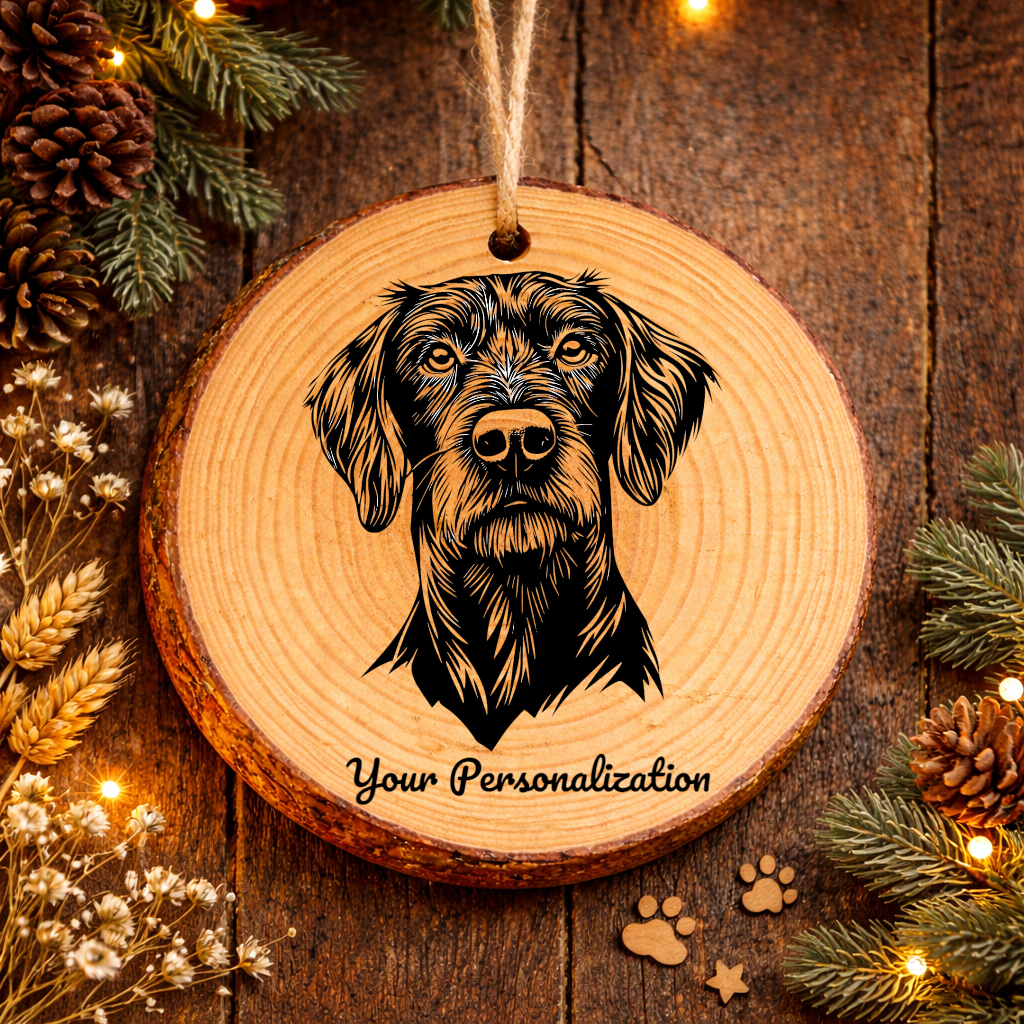 German Wirehaired Pointer Dog Ornament – Rustic Wooden Keepsake