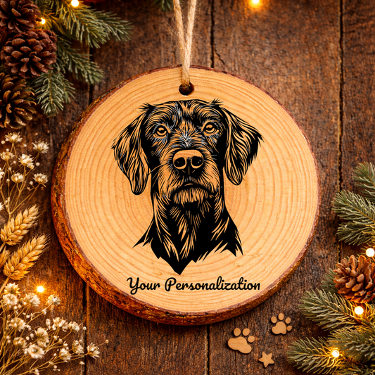 German Wirehaired Pointer Dog Ornament – Rustic Wooden Keepsake