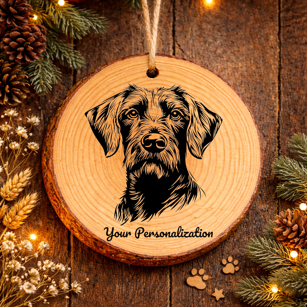 German Wirehaired Pointer Dog Ornament – Rustic Wooden Keepsake