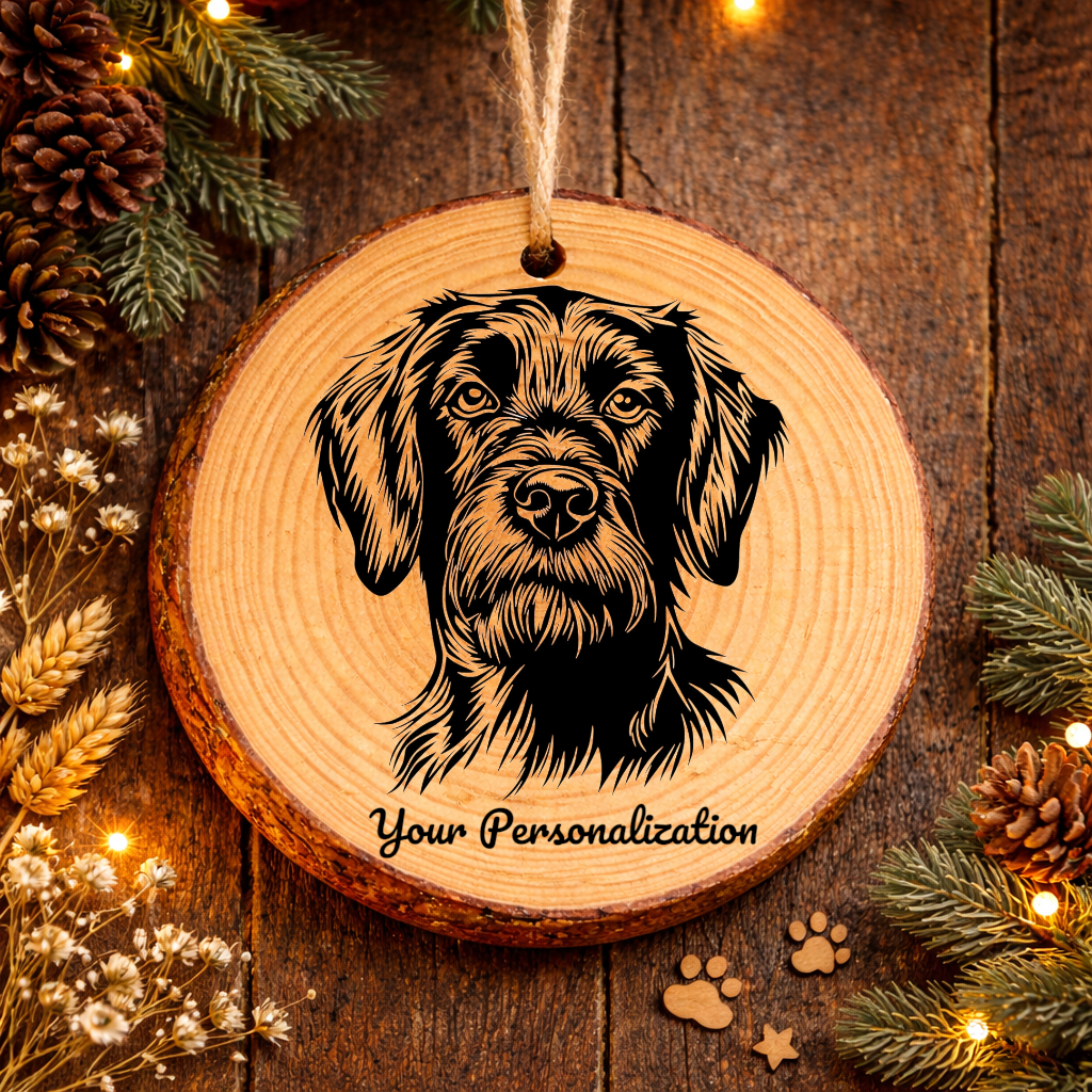 German Wirehaired Pointer Dog Ornament – Rustic Wooden Keepsake