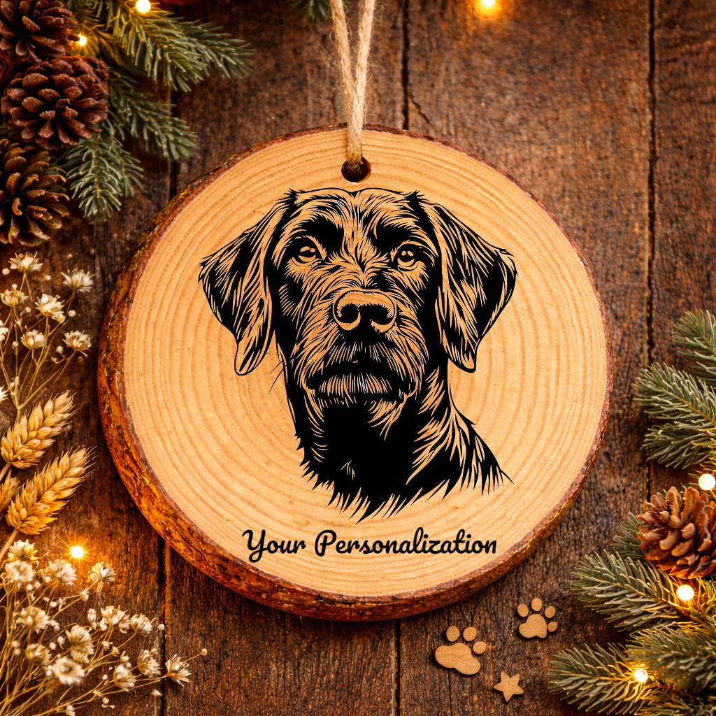 German Wirehaired Pointer Dog Ornament – Rustic Wooden Keepsake