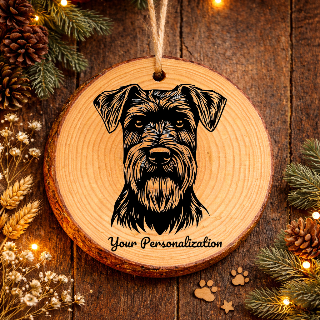 Giant Schnauzer Dog Ornament – Rustic Wooden Keepsake