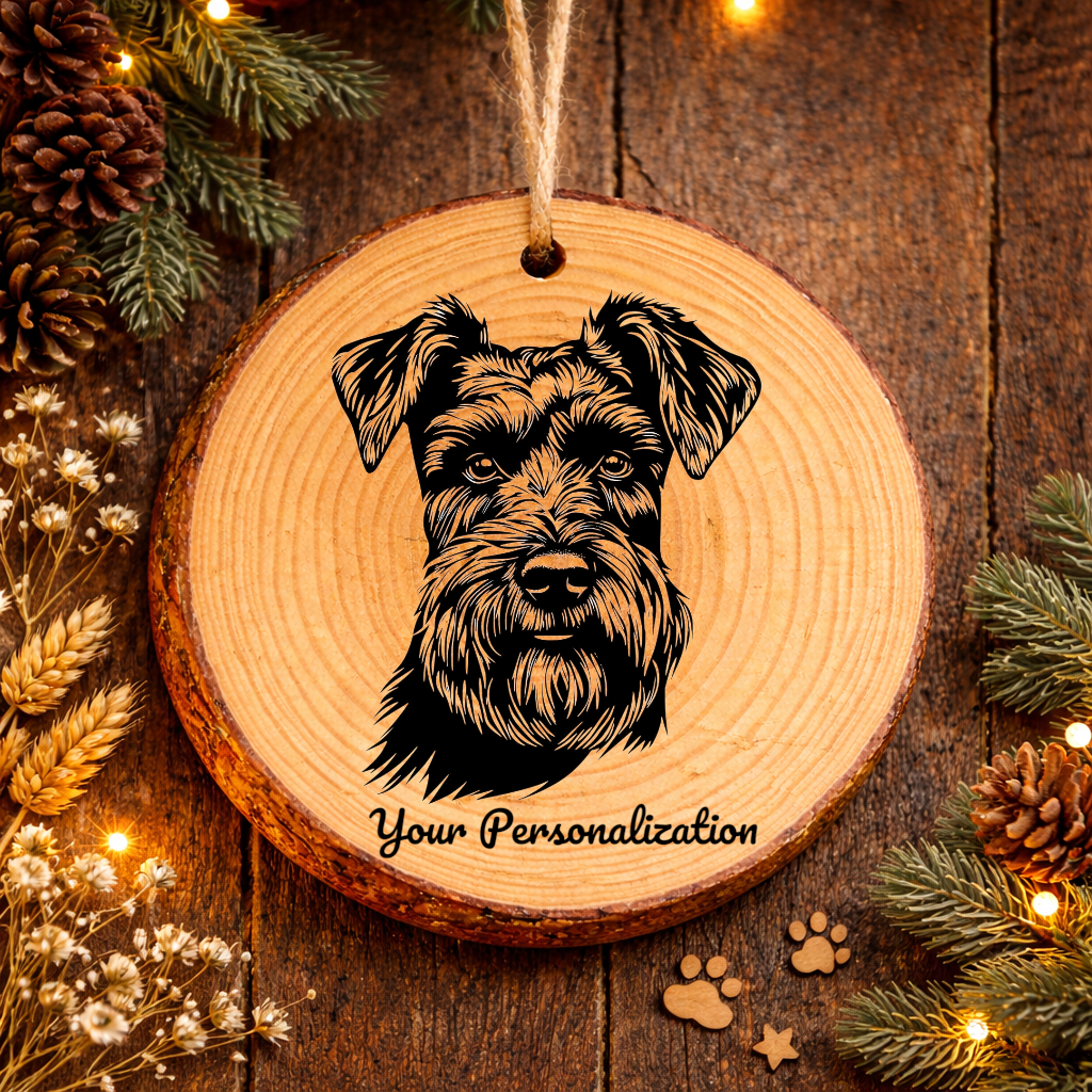 Giant Schnauzer Dog Ornament – Rustic Wooden Keepsake