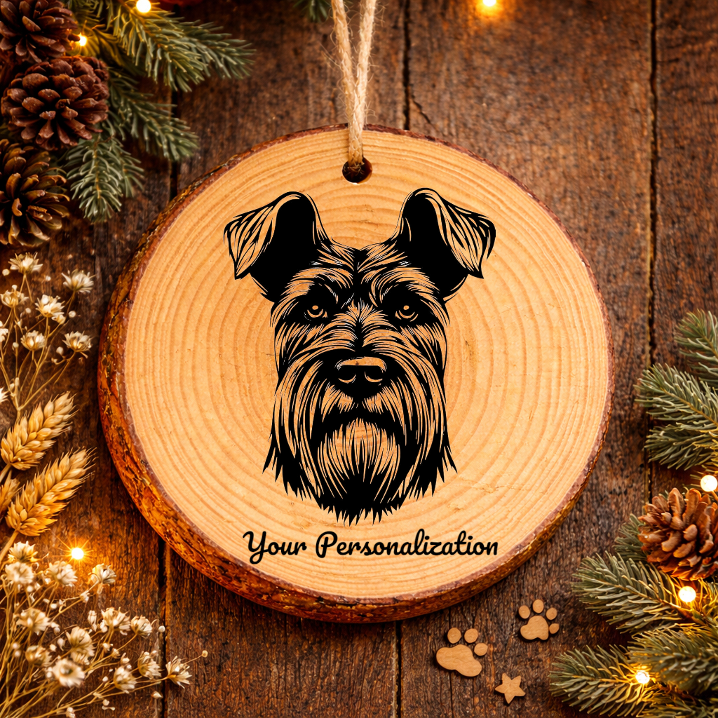 Giant Schnauzer Dog Ornament – Rustic Wooden Keepsake