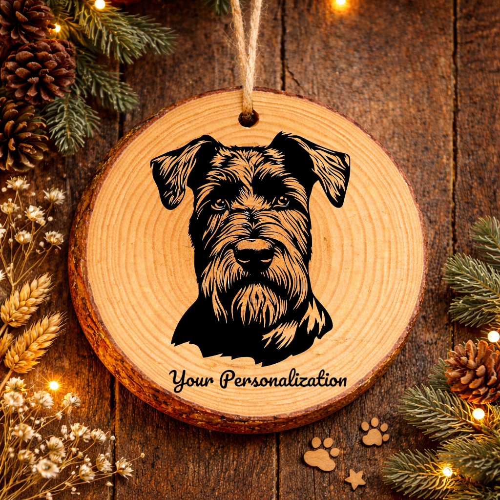 Giant Schnauzer Dog Ornament – Rustic Wooden Keepsake