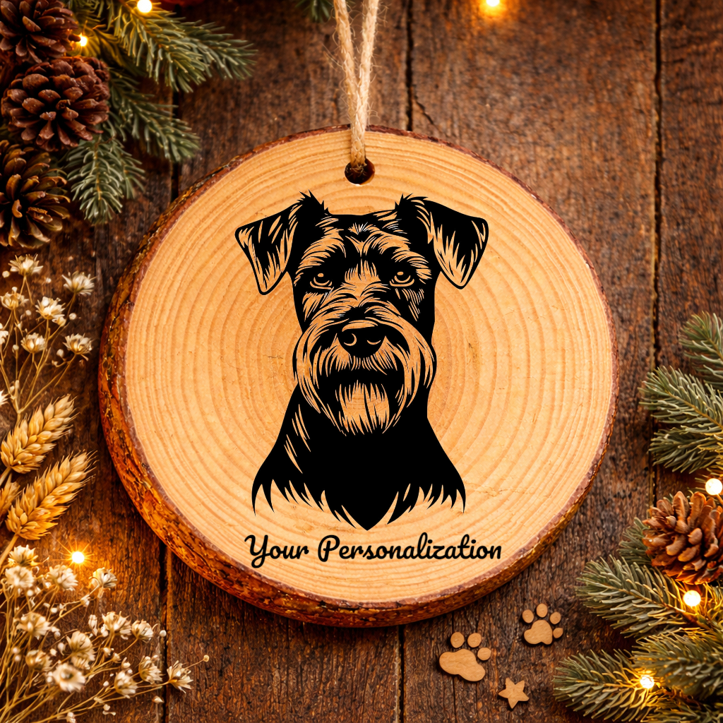 Giant Schnauzer Dog Ornament – Rustic Wooden Keepsake
