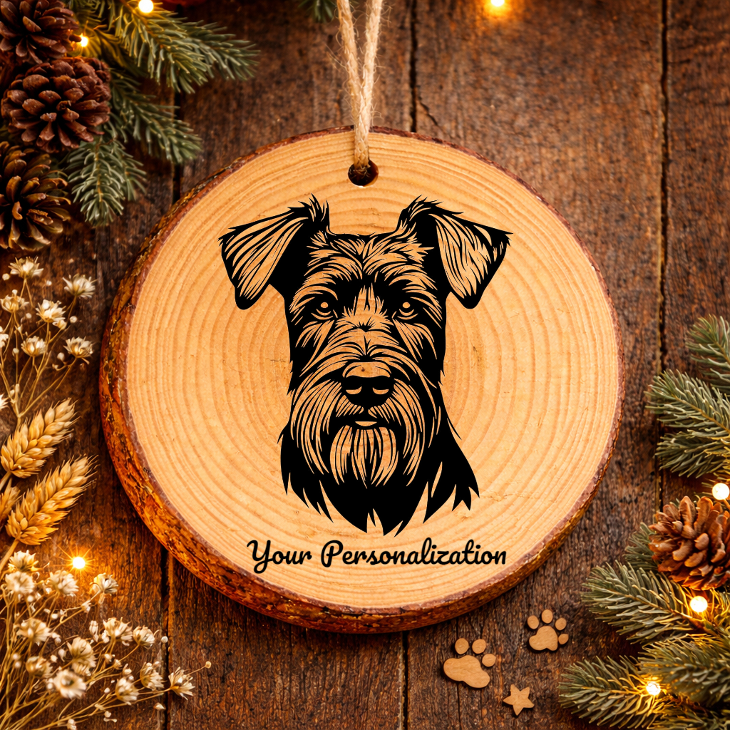 Giant Schnauzer Dog Ornament – Rustic Wooden Keepsake