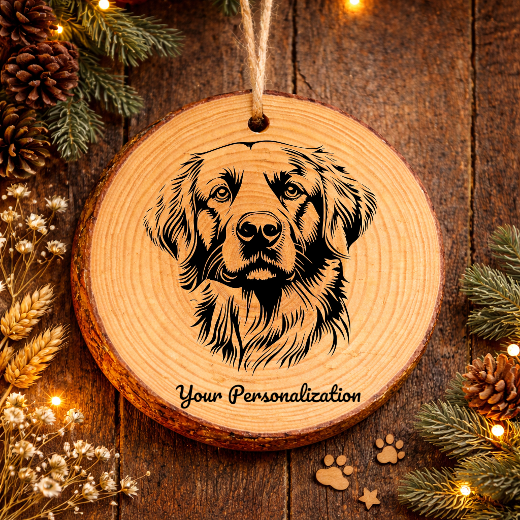 Goldador Dog Ornament – Rustic Wooden Keepsake
