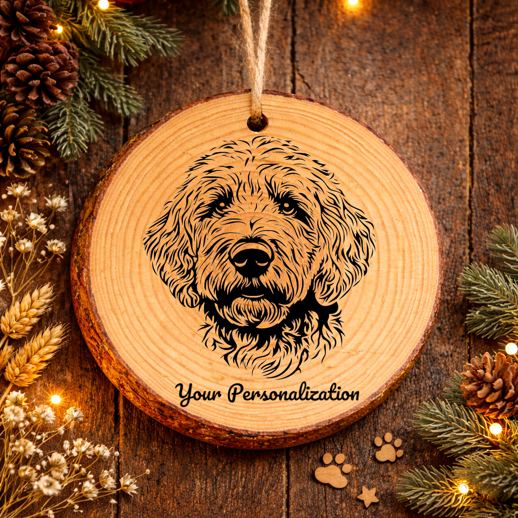 Goldendoodle Dog Ornament – Rustic Wooden Keepsake