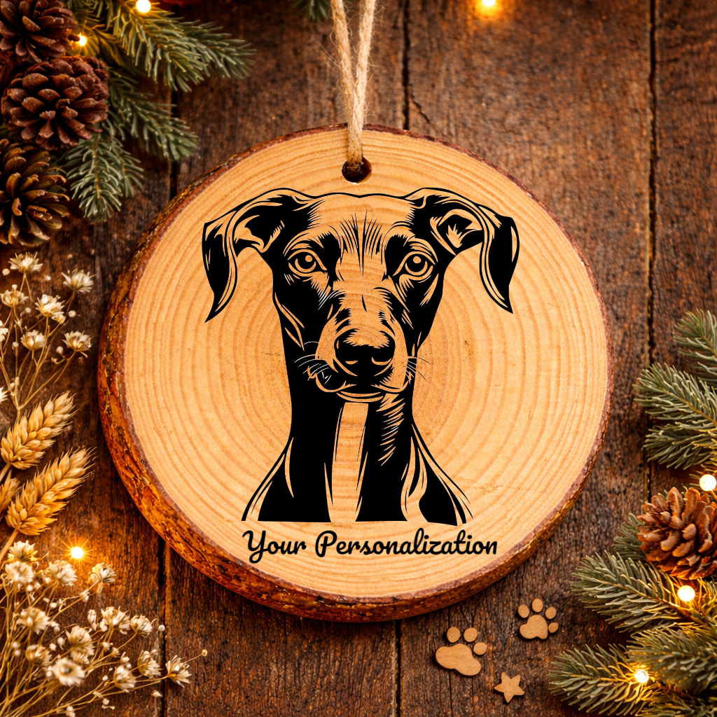 Greyhound Dog Ornament – Rustic Wooden Keepsake