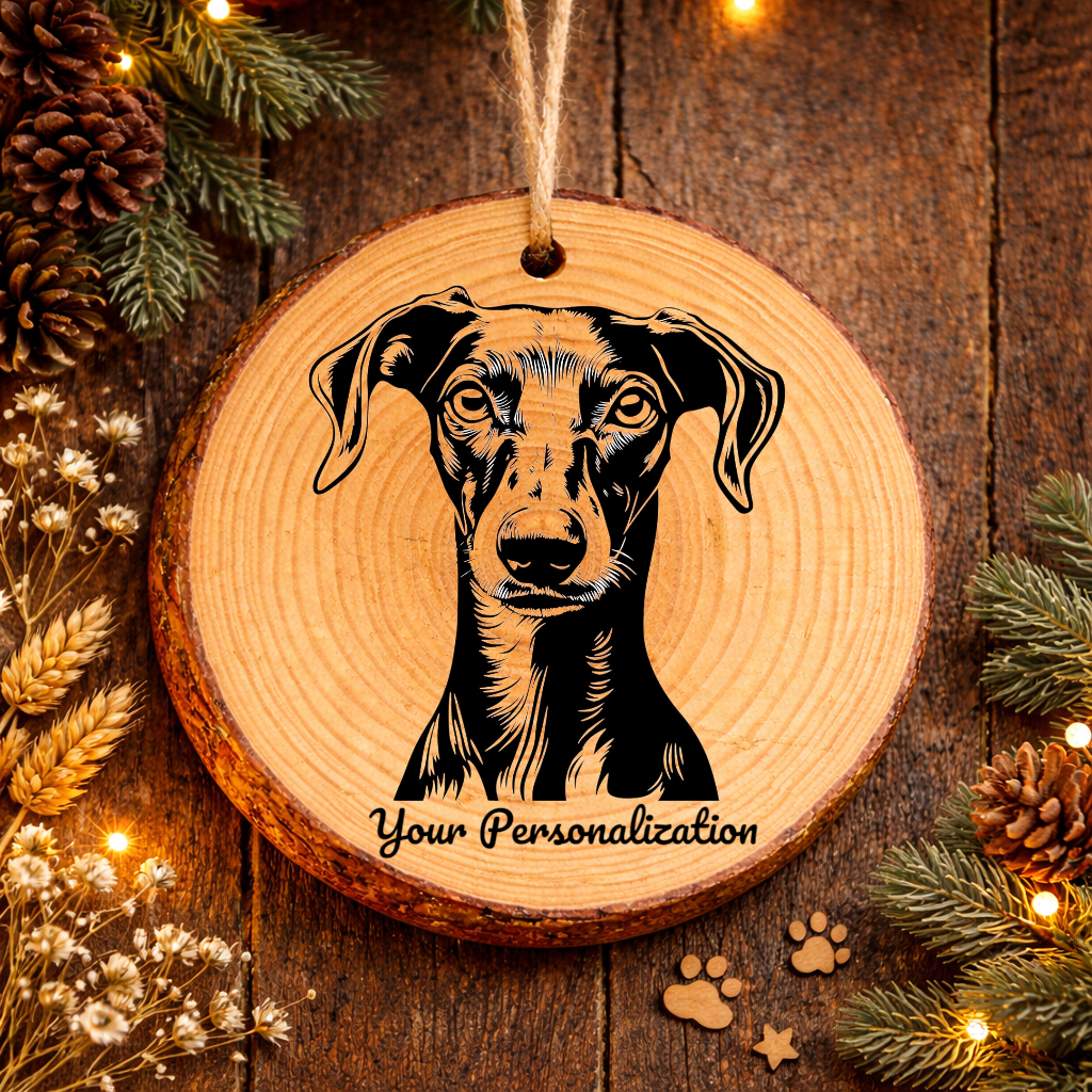 Greyhound Dog Ornament – Rustic Wooden Keepsake