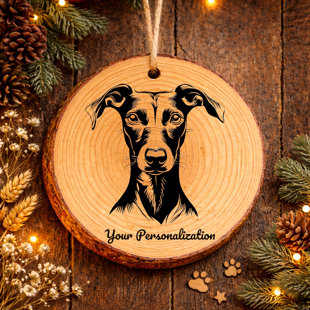 Greyhound Dog Ornament – Rustic Wooden Keepsake