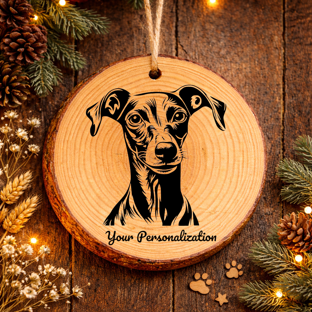 Greyhound Dog Ornament – Rustic Wooden Keepsake