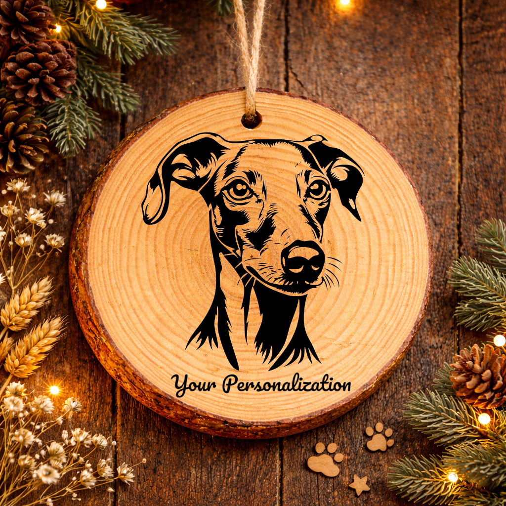 Greyhound Dog Ornament – Rustic Wooden Keepsake