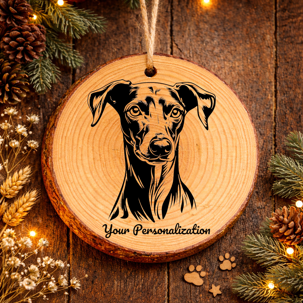 Greyhound Dog Ornament – Rustic Wooden Keepsake