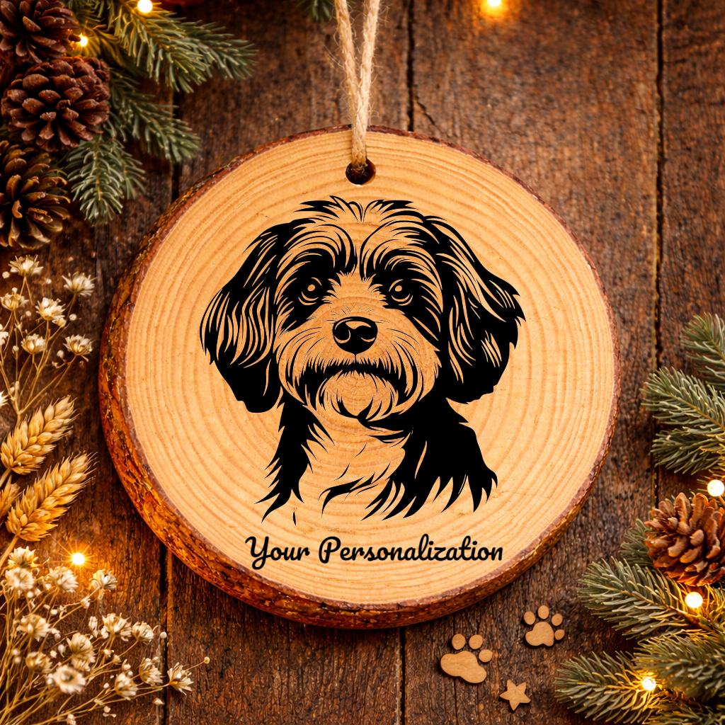Havanese Dog Ornament – Rustic Wooden Keepsake