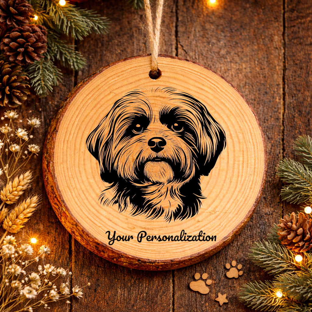 Havanese Dog Ornament – Rustic Wooden Keepsake