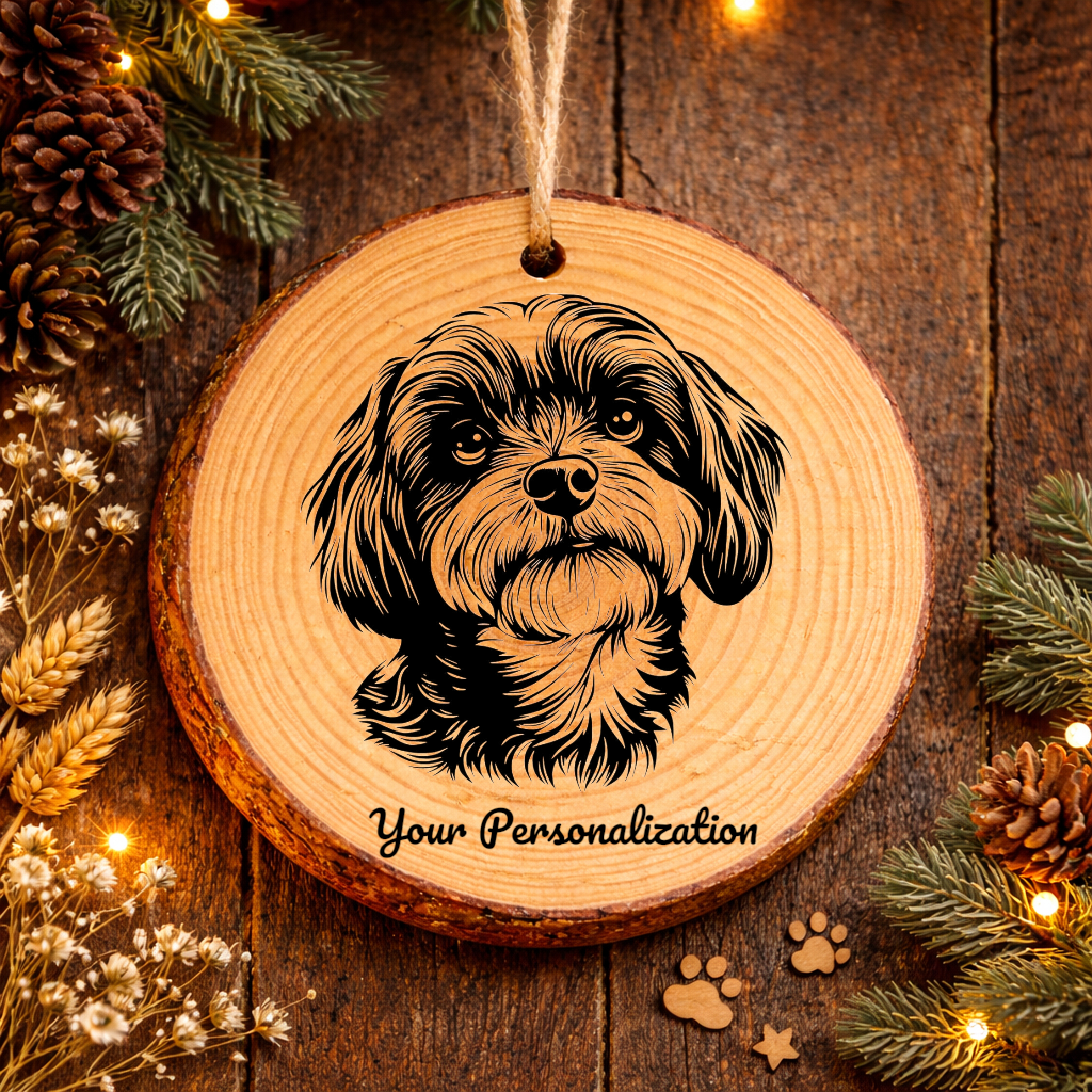 Havanese Dog Ornament – Rustic Wooden Keepsake