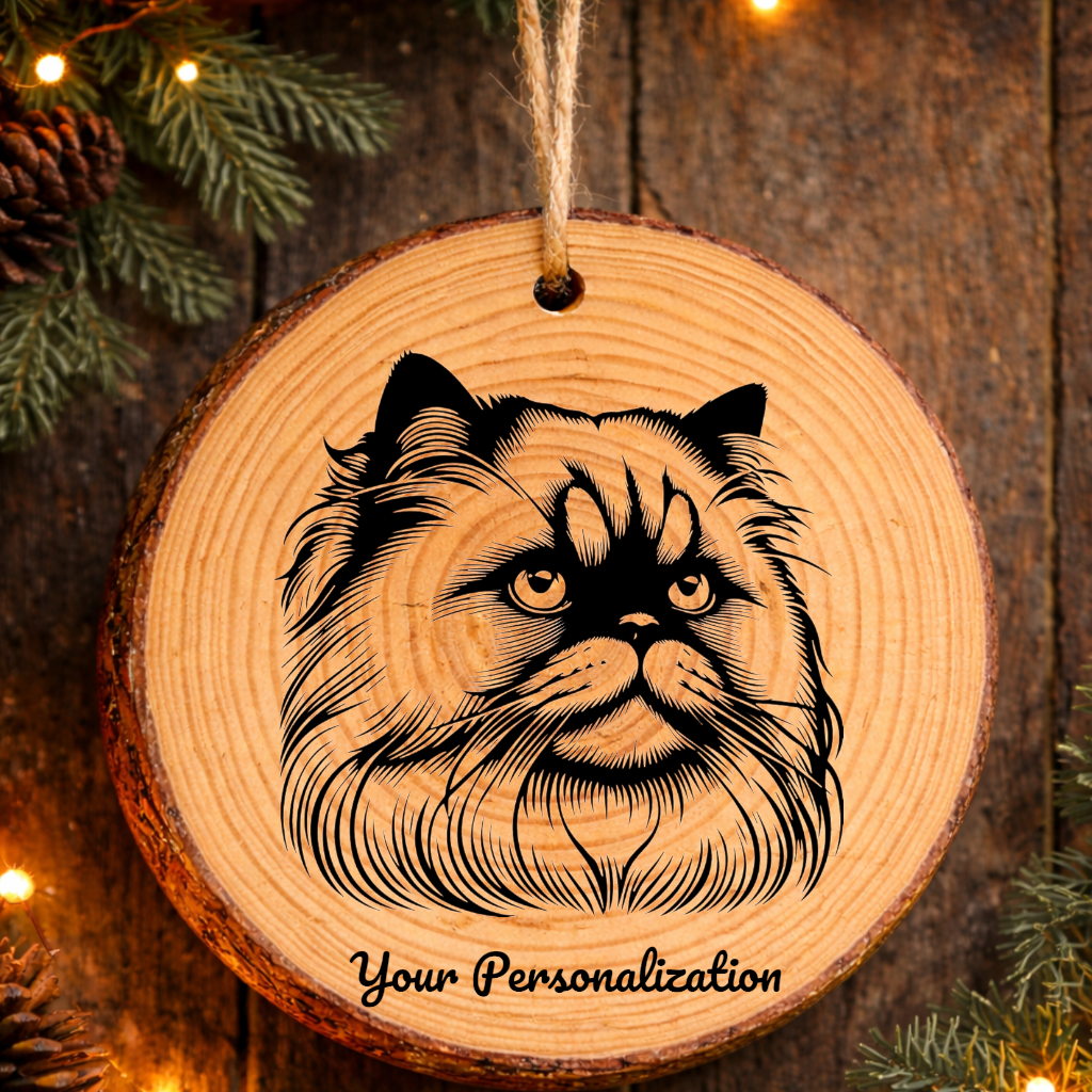 Himalayan Cat Rustic Pine Wooden Round Ornament
