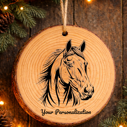 Horse Image #2 Rustic Pine Ornament