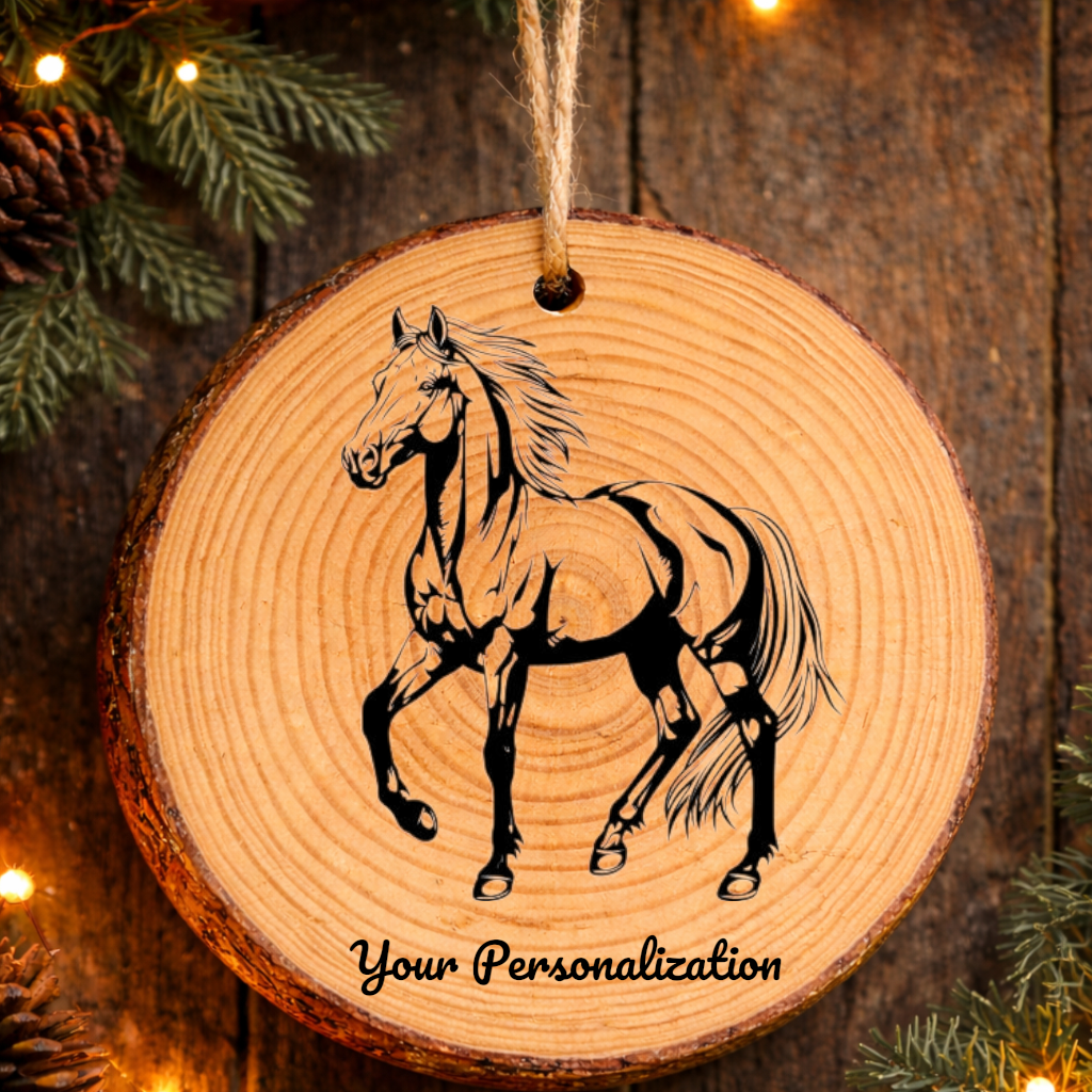 Horse Image #3 Rustic Pine Ornament