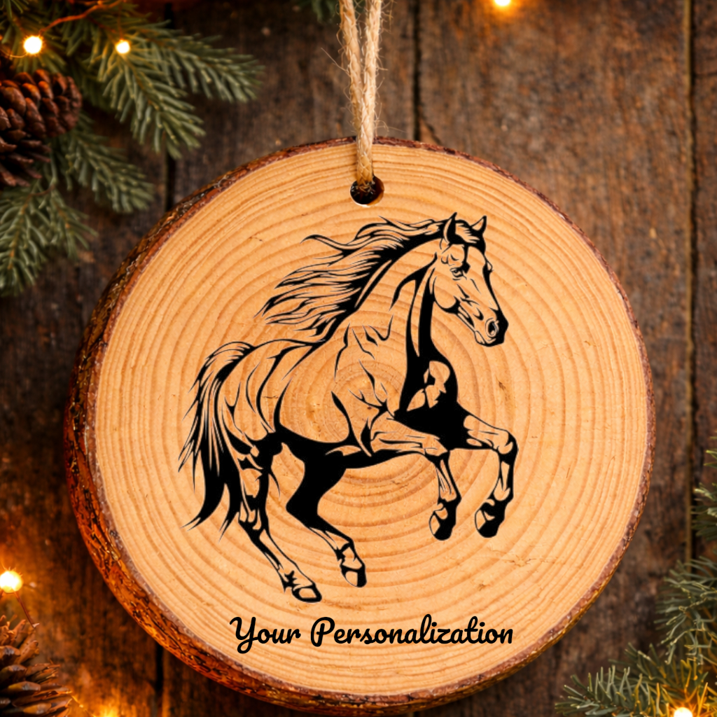 Horse Image #5 Rustic Pine Ornament