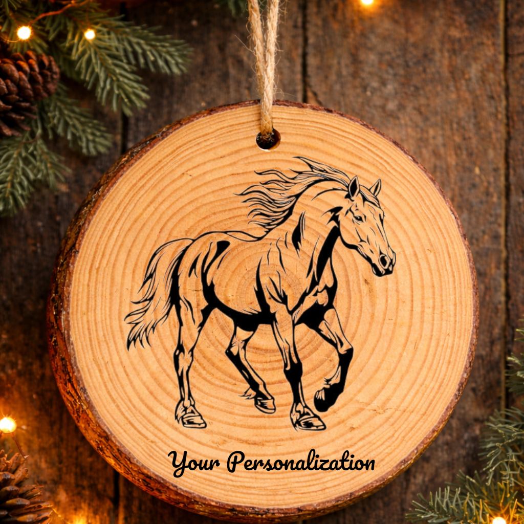 Horse Image #23 Rustic Pine Ornament