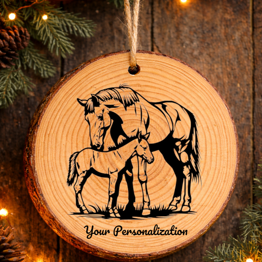 Horse Image #43 Rustic Pine Ornament