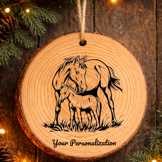 Horse Image #44 Rustic Pine Ornament