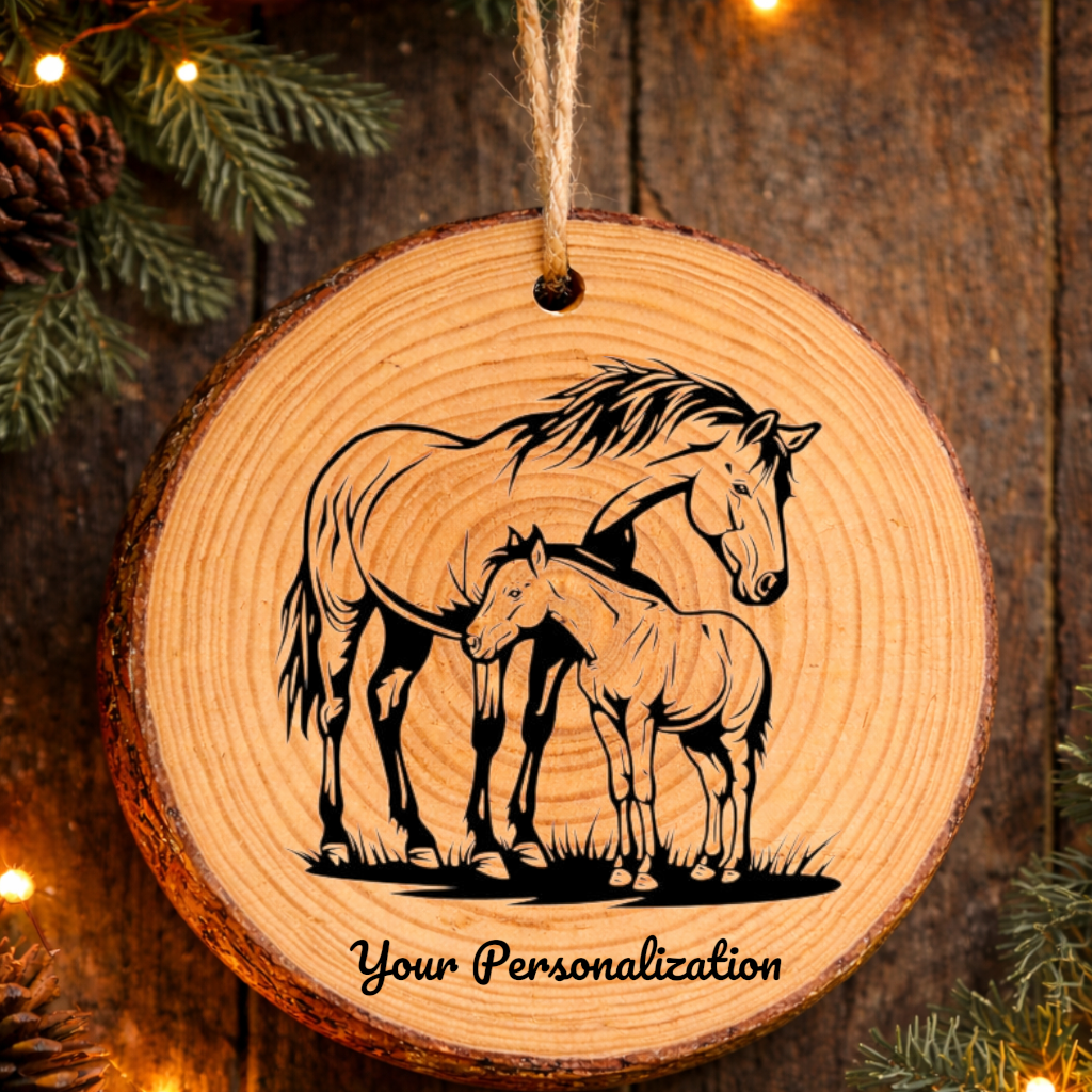 Horse Image #45 Rustic Pine Ornament