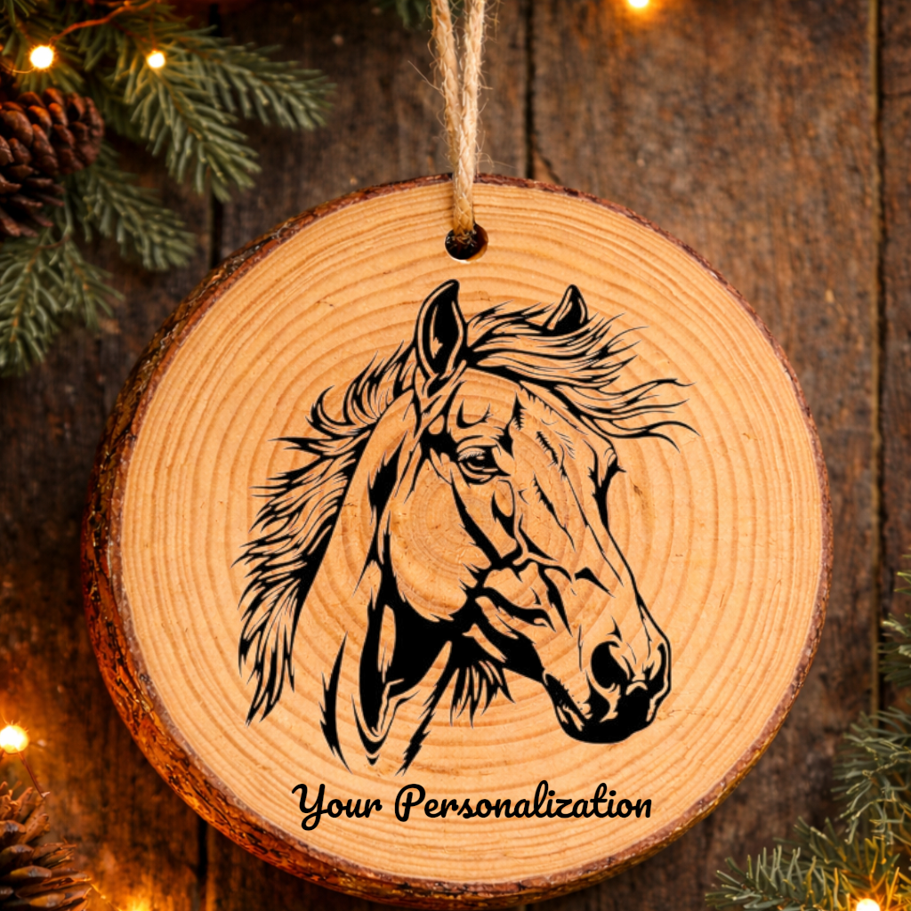 Horse Image #46 Rustic Pine Ornament