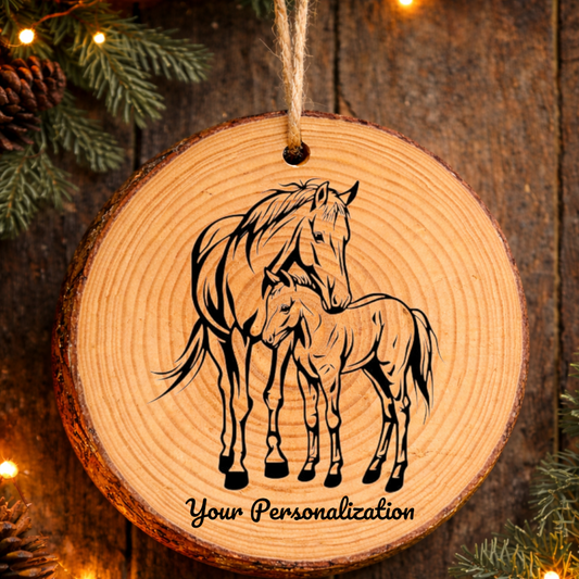 Horse Image #47 Rustic Pine Ornament