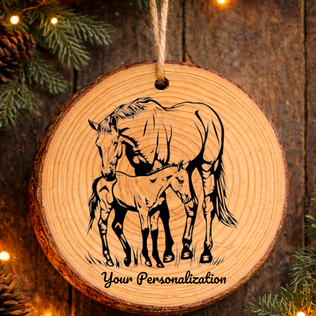 Horse Image #48 Rustic Pine Ornament