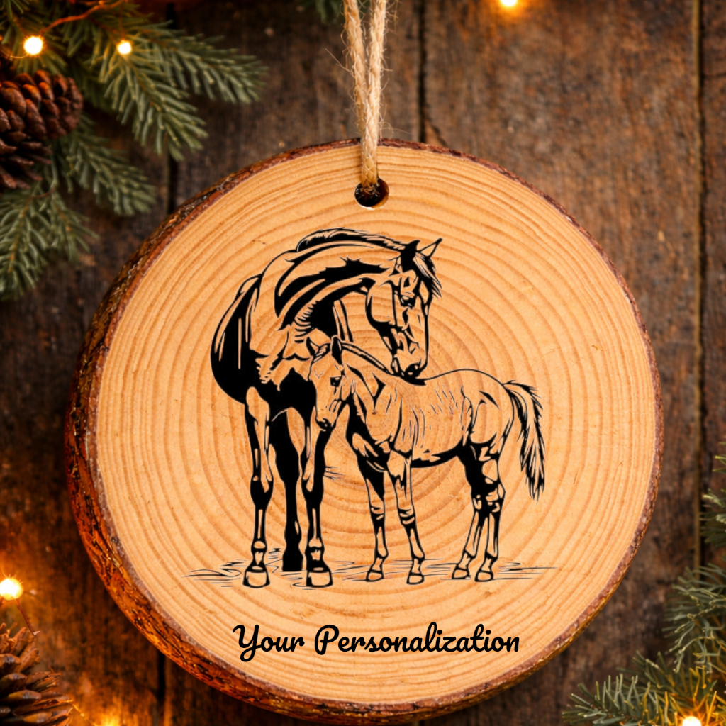 Horse Image #52 Rustic Pine Ornament