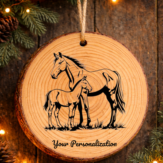 Horse Image #53 Rustic Pine Ornament